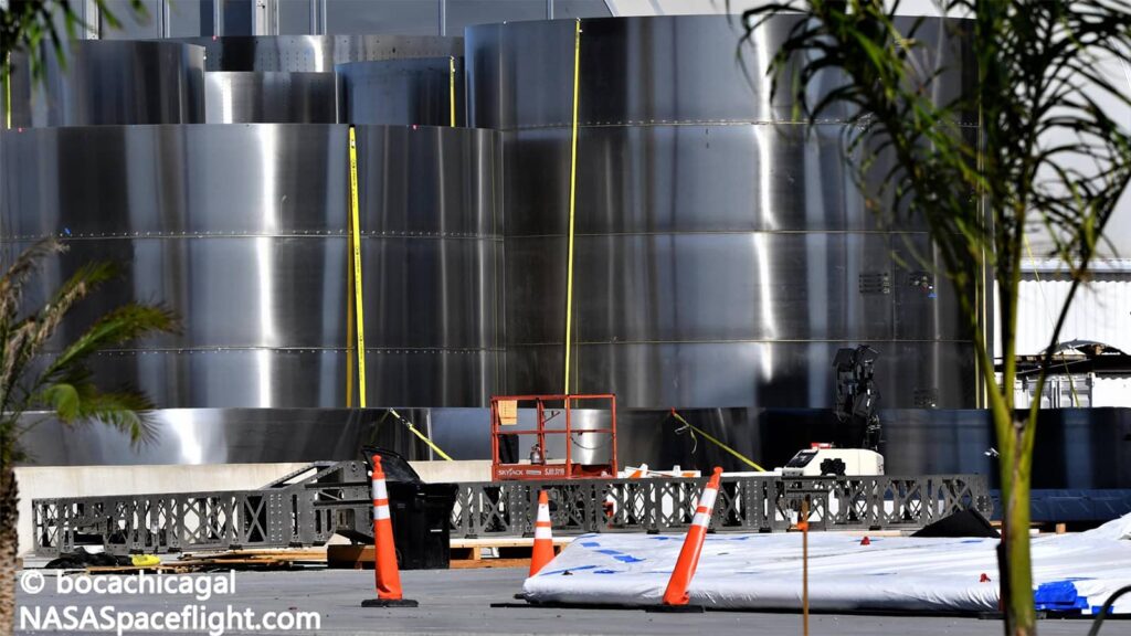 starship super heavy booster begins assembly